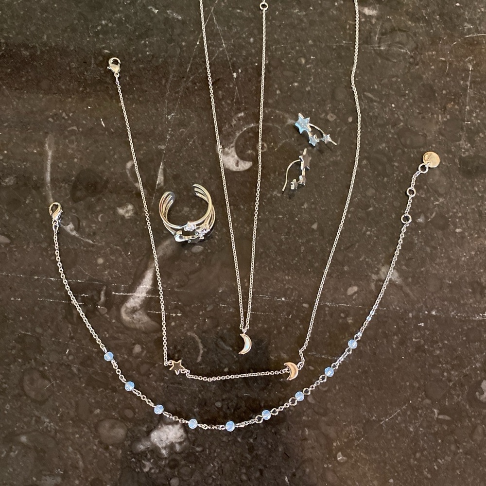 Pura Vida Silver and Blue Star and Moon Jewelry Set